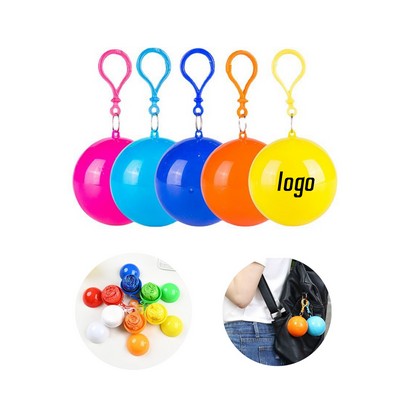 Disposable Raincoat Poncho Ball W/ Key Chain