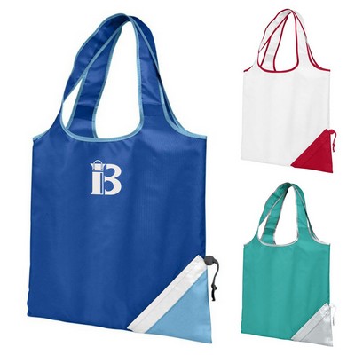 Patchwork color folding shopping tote bag