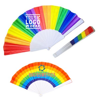 Custom Rainbow Hand Folding Fans