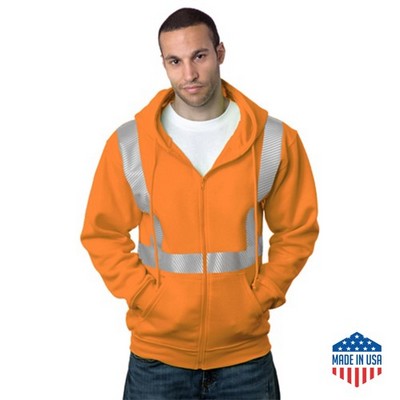 Hi Vis USA Made Class 2 Segmented Safety Full Zip Hoodie