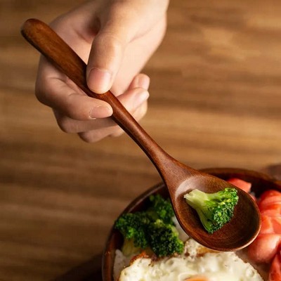 Small Wooden Spoon Kitchen Cooking Utensil Tool Soup Teaspoon