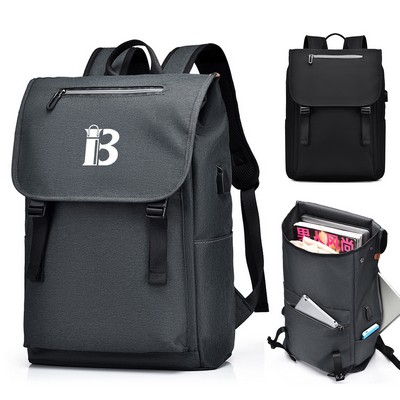 Nylon Laptop Backpack for Travel With USB Charging Port