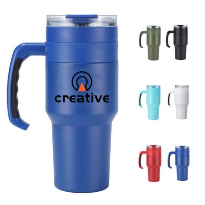 30 Oz. Stainless Steel Travel Mug W/ Handle