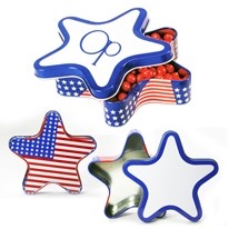 Patriotic Star Shape Large Tin - Empty Email for Fill options and Pricing~