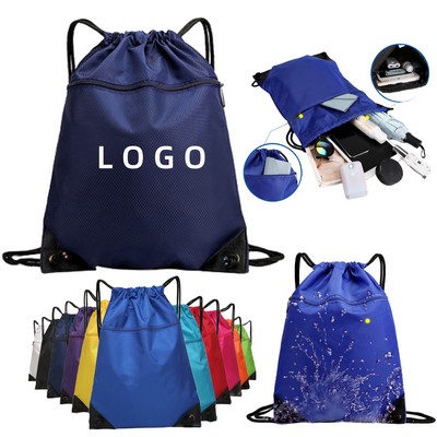 Front Zip Drawstring Backpack