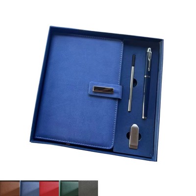 Custom Boxed A5 Notebook and Pen with 32GB USB Flash Drive Gift Set