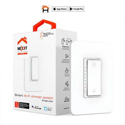 Nexxt Smart Home Wifi Dimmer Switch Single Pole - White