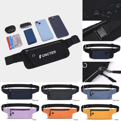 Waterproof Waist Pouch Slim Belt Bag Waistband Bag with Earphone Hole