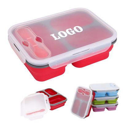 Silicone Collapsible Lunch Box With Cutlery