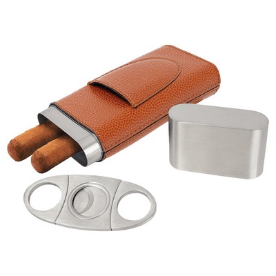 Basketball Laserable Leatherette Cigar Case with Cutter