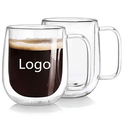 12 Oz. Double-Wall Borosilicate Glass Coffee Mug