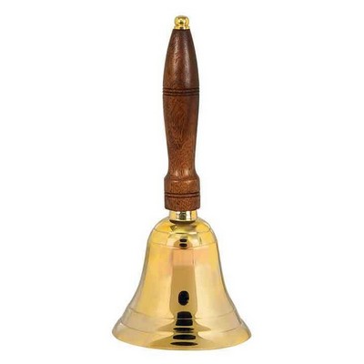 10.5" Brass Bell with Wooden Handle