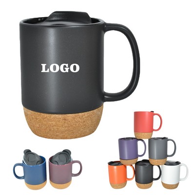 14 Oz Coffee Mug With Cork Bottom And Splash Proof Lid