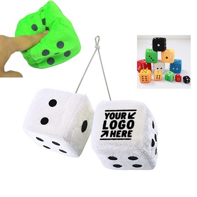 3" Customized Fuzzy Dice Set With Logo