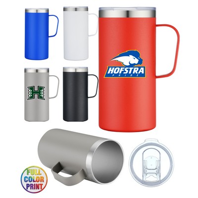 20oz Large Vacuum Camp Mug - Double Wall Stainless Steel - Powder Coated