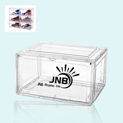 Foldable Clear Shoe Storage Box with Drop Front