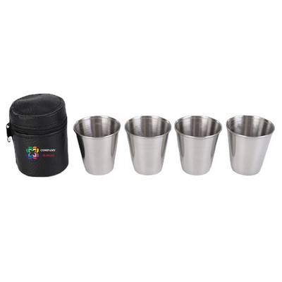 4pcs Stainless Steel Cup with Case