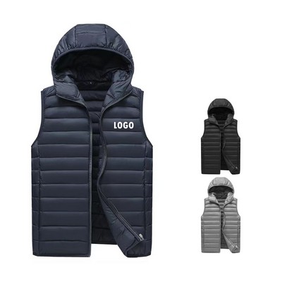 Men's Lightweight Down Cotton Vest With Hood