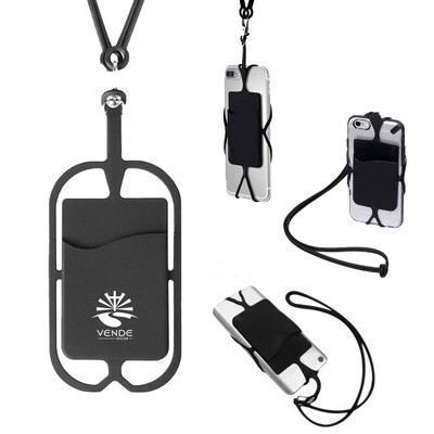 Neck Phone Holder Lanyards w/Card Pocket