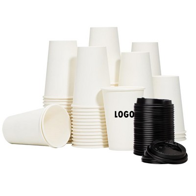 12 oz 100 Pcs Disposable Coffee Cups With Lids