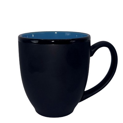 16 oz. Hilo Bistro Mug - Matte Black / Sky Blue