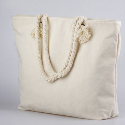 Customized 10oz Cotton Rope Canvas Beach Bag