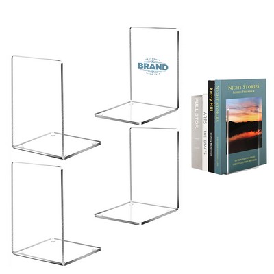 Clear Acrylic Bookend Set 4Pcs