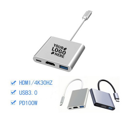 3-in-1 Adapter HDMI Output USB 3.0 Port Charging Port