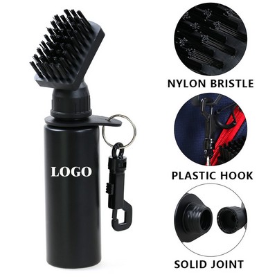 Golf Club Cleaner Brush Featuring Nylon Bristles Head and Integrated Water Bottle