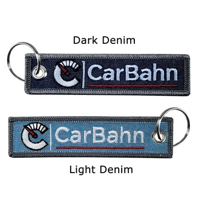 Medium Size Embroidered Denim Key Tag