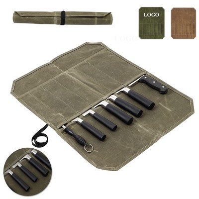 Canvas Knife Roll Case With 7 Slots