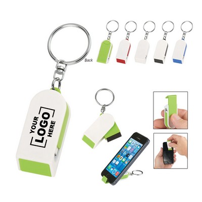 Phone Stand And Screen Cleaner Combo Key Chain