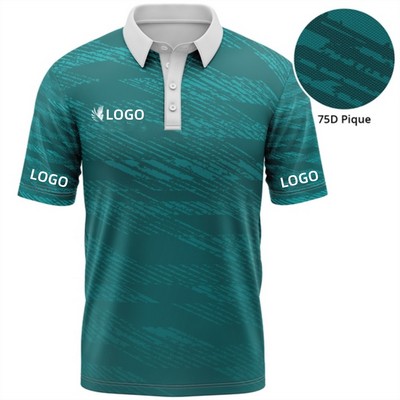 Unisex 75D Pique Sublimation Full Color Polo Shirt