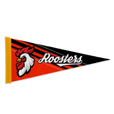 4"x10" Custom Full Color Printed Felt Pennant - Solid Back