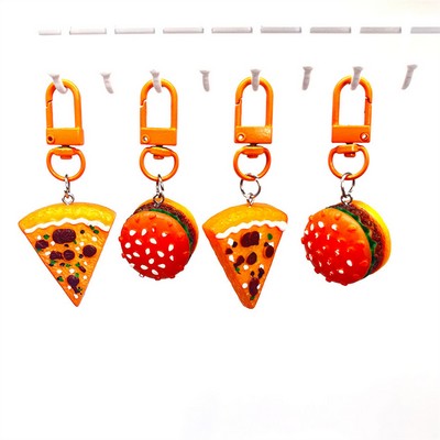 Mini Burger Pizza 3D Key Chain