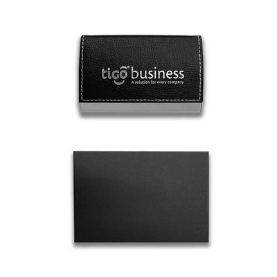 Black Leather Magnetic Business Card Holder