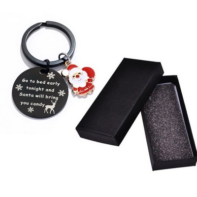 Santa Claus Keychain Christmas Keychain With Gift Box Package