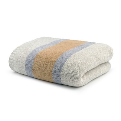 Throws - Laurel Striped - Kash-cozy™ - Oyster / Ivory w/ Honey and Fog / Nickel Fleck Stripes