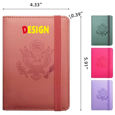 Passport Holder RFID Blocking Passport Cover Wallet Case with Elastic Strap