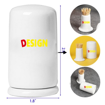 Ceramic Toothpick Holder Dispenser with Lid