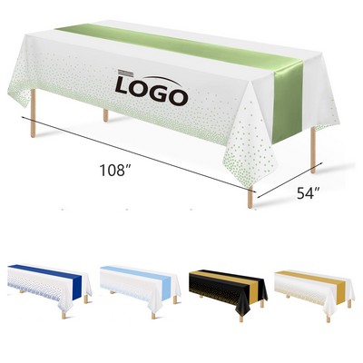 54 x 108 Inches Disposable Table Cloth for Party 2 in 1 Plastic Tablecloths Dot Party Table Cover