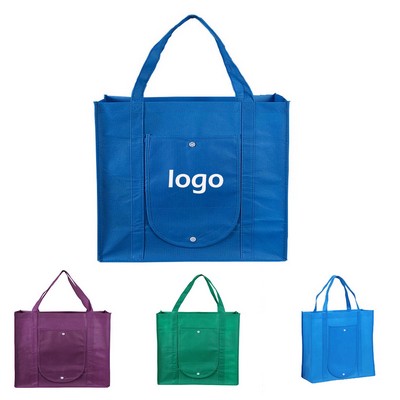 Foldable Non-Woven Tote Bag with Button Closure