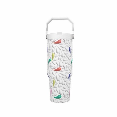 Vibrant Floral 30oz Tumbler with Handle