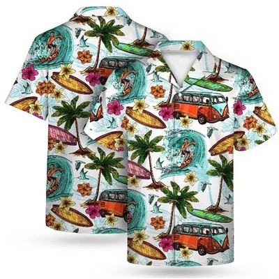 Men's Sublimated Hawaiian Cuban Collar Camp Shirt