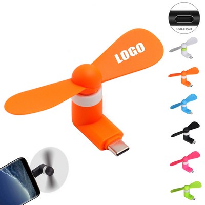 Smart Phone Mini Fan for Type-C Port with Safety Features and Detachable Blade