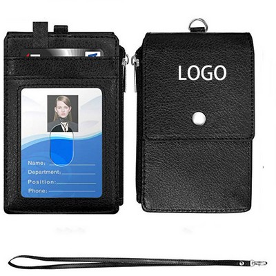 Pu Leather Id Badge Card Holder