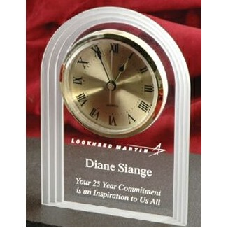 Self Standing Acrylic Arch Frosted Clock Award (6"x8"x1")