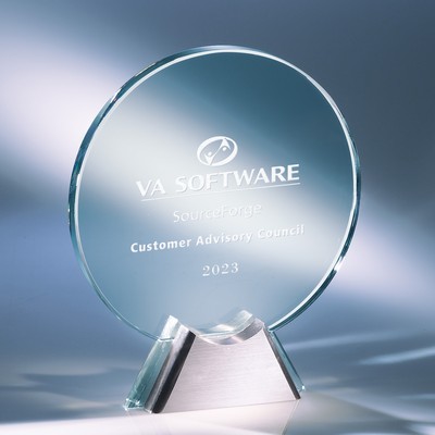 Jade Glass Platinum Hit Award with Brushed Silver Base