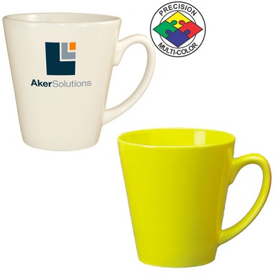 12 Oz. Vitrified Lemon Yellow Cafe Latte Mug - Screen Printed