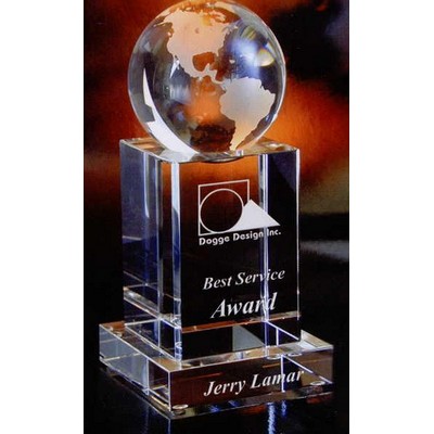 Square Inch Optic Crystal World Globe Award